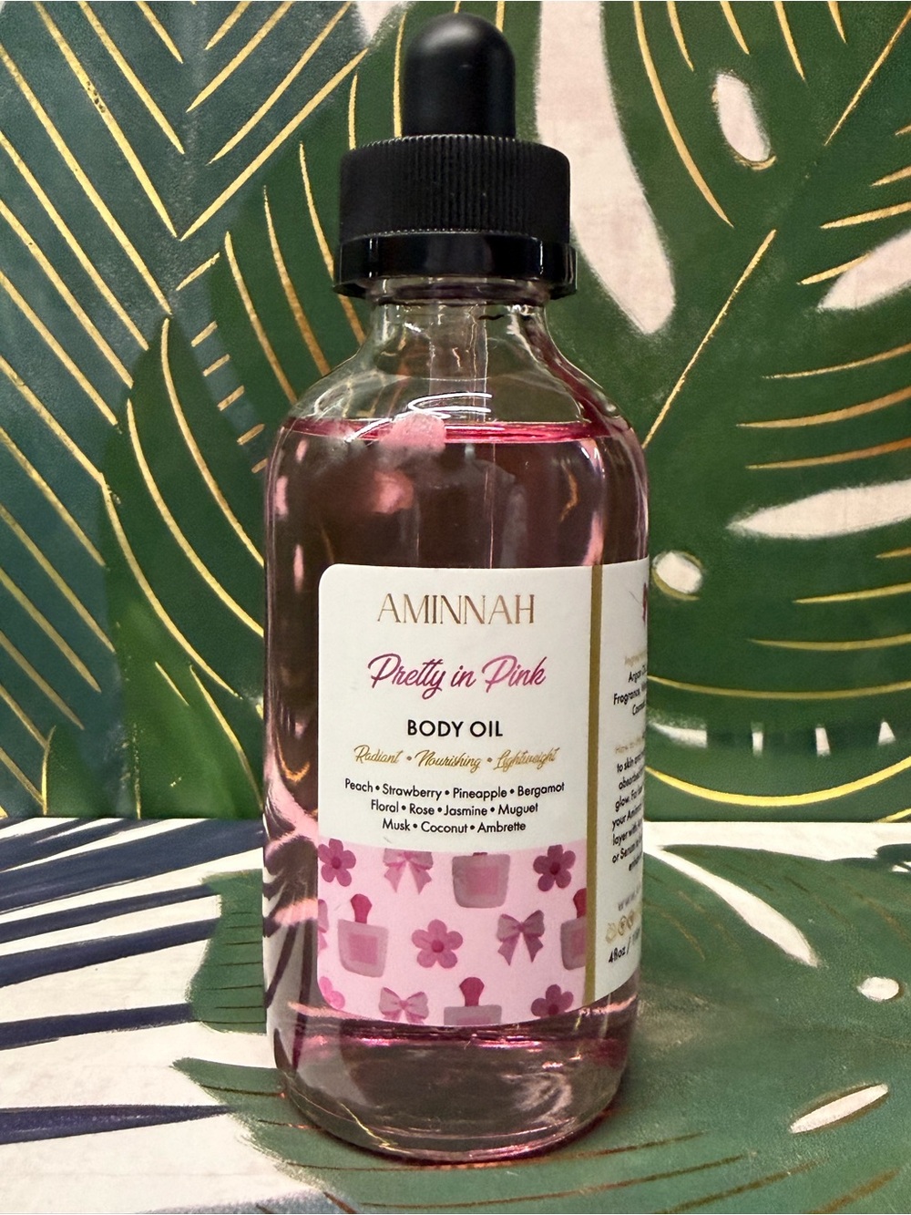 Aminnah Pretty in Pink Body Oil 4 oz Limited Release Fruity Floral
